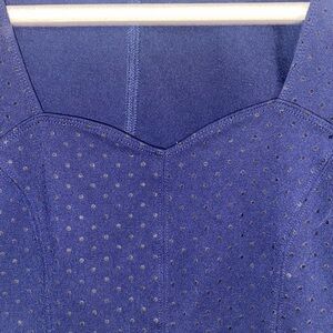 Maeve by Anthropologie  Navy Puff-Sleeve Square-Neck with a scalloped look.